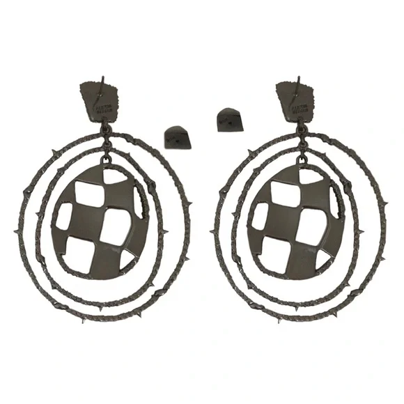 ALEXIS BITTAR Checkerboard Orbiting Hoop Earrings - Picture 4 of 4